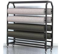 LIGUIEN Grand Rack de Stockage pour Rouleaux de Tissu Commercial - Étagère Suspendue pour Rouleaux de Nappe sur roulettes - pour L'Affichage de Produits en Bobine(Wide-195cm//14Rods)