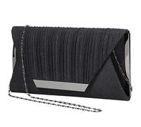 LIGUL Sac du Soir pour Femmes - Embrayage Or, Argenté Brillant pour Travail et Soirée (Noir)