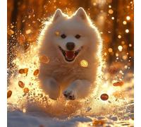 Liguolnn 5D Diamond Painting DIY Kit Complet pour Adulte Débutants, Peinture Diamant Strass avec Broderie Point de Croix, Décoration Murale Maison Chambre Intérieur, Neige Pour Chiens, 35x35cm G-223