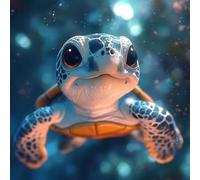 Liguolnn 5D Diamond Painting DIY Kit Complet pour Adulte Débutants, Peinture Diamant Strass avec Broderie Point de Croix, Décoration Murale Maison Chambre Intérieur, Tortue Mignon, 50x50cm G-237