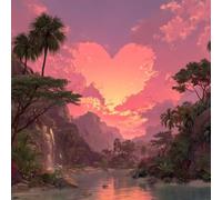 Liguolnn 5D Diamond Painting DIY Kit Complet pour Adulte Débutants, Peinture Diamant Strass avec Broderie Point de Croix, Décoration Murale Maison Chambre Intérieur, Le Ciel Rose, 90x90cm G-208