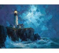 Liguolnn Diamond Painting Kit Adulte et Enfant, Diamant Painting Images Ronde Diamond Peinture, La mer phare 5D DIY Cristal Débutant Art Set, Strass Point de Croix Décoration Murale 100x130cm E-129