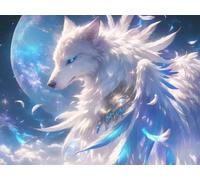 Liguolnn Diamond Painting Kit Adulte et Enfant, Diamant Painting Images Ronde Diamond Peinture, Le loup blanc 5D DIY Cristal Débutant Art Set, Strass Point de Croix Décoration Murale 80x110cm E-21