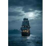 Liguolnn Diamond Painting Kit Adulte et Enfant, Diamant Painting Images Ronde Diamond Peinture, Voilier de mer 5D DIY Cristal Débutant Art Set, Strass Point de Croix Décoration Murale 80x110cm E-207