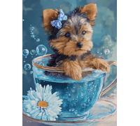 Liguolnn Square Diamond Painting Adulte et Enfant, Full Drill DIY 5D Carré Diamant Art Kits Animal tasse à thé chien Point de Croix Broderie Plein Perceuse Peinture Décoration Murale 40x50cm E-166