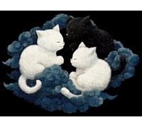 Liguolnn Square Diamond Painting Adulte et Enfant, Full Drill DIY 5D Carré Diamant Art Kits Chat noir chat blanc Point de Croix Broderie Plein Perceuse Peinture Toile Décoration Murale 20x30cm E-318