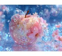Liguolnn Square Diamond Painting Adulte et Enfant, Full Drill DIY 5D Carré Diamant Art Kits Fleurs pommes Point de Croix Broderie Plein Perceuse Peinture avec Toile Décoration Murale 80x100 cm E-458