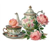 Liguolnn Square Diamond Painting Adulte et Enfant, Full Drill DIY 5D Carré Diamant Art Kits Pot à thé de fleurs Point de Croix Broderie Plein Perceuse Peinture Toile Décoration Murale 40x50cm E-383