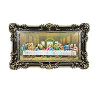 LIGUORO SHOP Tableau de La Dernière Cène de Léonard de Vinci Reproduction Imprimée sur Bannière en Toile avec Cadre Baroque 96x56 cm (Noir/Or)
