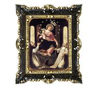 LIGUORO SHOP Tableau Sur Papier Toile De La Peinture Madonna Du Rosaire De Pompéi Dans Le Cadre Baroque Cm 45X37 (Noir/Or)