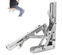 LIGUOYI Épaissir Support D'étagère Pliable Équerre, 2 Pcs Mural Pliable Équerre pour Étagère, Charge Maximale 60 Kg, avec Fixation Vis, Équerre De Fixation en Métal pour Garage