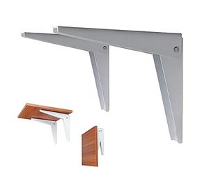 LIGUOYI Équerre pour Étagere Pliants en Métal, Support D'étagère Murale Blanche, Pack De 2, pour Gain De Place, Décoratives Murales, Pliable, pour Tablette Pliante Murale