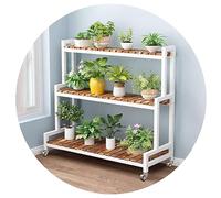 LIGUOYI Étagère À Fleurs en Métal À 2 Étages 3 Étages Support De Plantes avec Roues, Etagère Plantes Rangement Mobile Étagère À Chaussures, Fleurs Tablettes Présentoire pour Extérieur Intérieur