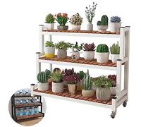 LIGUOYI Etagère Plantes Étagère en Métal pour Pots De Fleurs 2 Niveaux 3 Niveaux Étagère À Fleurs avec roulettes, Exterieur Intérieur Étagère De Rangement Porte Plantes Porte-Chaussures