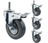 LIGUOYI Roulette À Tige Filetée M10 M12 roulettes Pivotantes pour Meubles, Paquet De 4 Diam 75 Mm 100 Mm PVC Muet roulettes Remplacement avec Frein Facile À Installer pour Tables De Travail