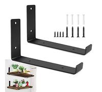 LIGUOYI Support D'étagère Mural Métal Rétro丨2 Pièces Équerre Murale Noir丨Equerre Etagere avec Vis丨pour Décoration Et Gain De Place丨Charge Lourde 35 Kg丨Support Cuisine Mural