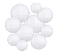 LIHAO 10pcs Lanterne Papier Blanche, 6" 8" 10" 12" Lampion Papier Boule, Décoration Mariage Champetre Anniversaire Noël Fête