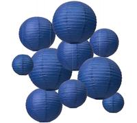 LIHAO 10pcs Lanterne Papier Blanche, 6" 8" 10" 12" Lampion Papier Boule, Décoration Mariage Champetre Anniversaire Noël Fête (bleu)