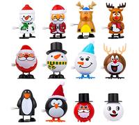 LIHAO 12pcs Jouets à Remonter, Jouets Mécaniques en Forme des Cartoons Mignons de Noël, Cadeau d’Anniversaire Noël pour Enfant