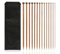 LIHAO 15 Paires Aiguilles à Tricoter en Bambou Aiguilles a Tricoter Unique Pointe pour Laine (2mm-10mm/Longueur 30cm)