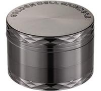 LIHAO 2”(5cm) Grinder Moulin à Herbes Épices en Zinc Alliage en 4 pièces avec Décorations en Forme de Losanges - Nickel Noir