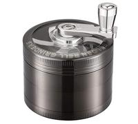 LIHAO 2”(5cm) Grinder Moulin à Herbes Épices en Zinc Alliage en 4 Pièces avec Manivelle - Nickel Noir