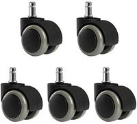 LIHAO 5pcs Roulettes Universelles Résistantes à l’Abrasion pour Chaise de Bureau (Gris et Noir, 10mm/50 mm)