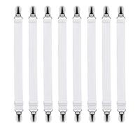 LIHAO 8 pcs Attache Drap Housse réglable, TAttache Sangle Elastique pour Drap Lit/Canapé/Housse de Repassage/Matelas, Blanc