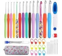 LIHAO Aiguille Crochet Tricot, 38 pcs Kit Crochet Debutant Complet Ergonomique avec Poignées en Caoutchouc à Prise Souple, Cadeau Soeur Mère Fille