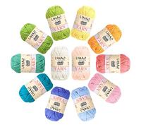 LIHAO Laine Crochet, 12×15g Pelotes de Laines Multicolores en Coton Acrylique, 12 Couleurs Laine à Tricoter pour Loisirs Créatifs