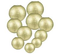 LIHAO Lanterne Papier Lampion Papier Boule pour Décoration Mariage Maison (6/8/10/12 inch doré)