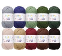 LIHAO Lot de 10 Laines à Tricoter, 10×50g Pelotes de Laines Multicolores en Acrylique pour Tricot, 10 Couleurs Fil Crochet pour Loisirs Créatifs