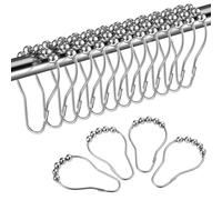 LIHAO Lot de 12 Anneaux de Rideau de Douche en Acier Inoxydable avec système de Glissement pour Rideau de Douche, 12 Crochets Simples, 69 x 39 mm
