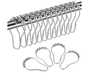 LIHAO Lot de 12 Anneaux de Rideau de Douche en Acier Inoxydable avec système de Glissement pour Rideau de Douche, 12 Crochets Simples, 69 x 39 mm