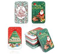 LIHAO Lot de 6 Mini Boîtes Noël en Fer pour Carte Cadeau, Coffret Rectangulaire Boîte de Rangement pour Bijoux, Pièce de Monnaie
