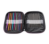 LIHAO Lot Mélangé de 22pcs Crochets Aiguilles à Tricoter Multicolores en Aluminium & Acier dans Une Pochette Violette