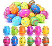 LIHAO Oeufs de Pâques Colorés en Plastique,24pcs Oeufs Plastique Paques,4x6cm