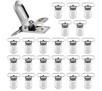 LIHAO Pince à Sucette Bretelle Attache Clip en Métal, 24 Pièces,Clips de Rechange Robustes pour Bretelles Draps de Lit Artisanat et Bricolage - 25mm, Argenté