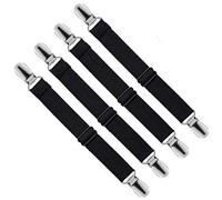 LIHAO Tendeur Drap Housse Élastique, Fixation Attache Sangle de Maintien Ajustable pour Drap Lit, Canapé, Housse de Repassage (4, Noir)