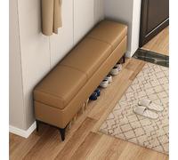 LIHDNGXM Banc Coffre en Similicuir, Banc de Rangement Rembourré Extra Long pour Pied de Lit, Chambre, Entrée et Salon(Light Brown,90x30x43cm)