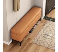 LIHDNGXM Banc Coffre en Similicuir, Banc de Rangement Rembourré Extra Long pour Pied de Lit, Chambre, Entrée et Salon(Orange,90x30x43cm)