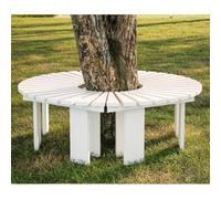 LIHDNGXM Banc d’Arbre Enveloppant modulaire en Bois carbonisé, Banc de Jardin Semi-Circulaire et Circulaire, siège Autour d’Un Arbre pour Jardin, pelouse et terrasse(White,Whole Circle)