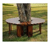LIHDNGXM Banc d’Arbre Enveloppant modulaire en Bois carbonisé, Banc de Jardin Semi-Circulaire et Circulaire, siège Autour d’Un Arbre pour Jardin, pelouse et terrasse(Brown,Whole Circle)