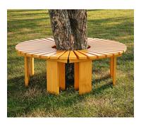 LIHDNGXM Banc d’Arbre Enveloppant modulaire en Bois carbonisé, Banc de Jardin Semi-Circulaire et Circulaire, siège Autour d’Un Arbre pour Jardin, pelouse et terrasse(Yellow,Whole Circle)