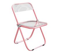 LIHDNGXM Chaises Pliantes en Acrylique, Panneau Plastique et Cadre métallique chromé, Chaise Pliable en Acrylique Claire, sans accoudoirs, empilable pour Le Bureau(Pink Frame)
