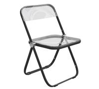 LIHDNGXM Chaises Pliantes en Acrylique, Panneau Plastique et Cadre métallique chromé, Chaise Pliable en Acrylique Claire, sans accoudoirs, empilable pour Le Bureau(Black Frame)