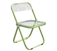 LIHDNGXM Chaises Pliantes en Acrylique, Panneau Plastique et Cadre métallique chromé, Chaise Pliable en Acrylique Claire, sans accoudoirs, empilable pour Le Bureau(Green Frame)