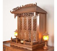 LIHDNGXM Étagère D'autel Murale/de Bureau en Bois Massif, Shrine Bouddhiste, Autel Bouddhiste,Niche D'offrande Bouddhiste De Guanyin pour Pooja Et Hommage À L'encens(with Door,40cm)