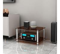 LIHDNGXM Rack Audio 1/2/3/4 Niveaux avec étagères en Verre trempé, Support stéréo, Meuble AV, Support pour récepteur stéréo, Support pour Lecteur CD et Tourne-Disque(Amber Glass,2 Tier)