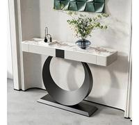 LIHDNGXM Table Console Moderne avec Tiroirs De Rangement, Plateau en Ardoise, Table De Canapé D’entrée De Luxe Noir/Or Derrière Le Canapé, Base en Acier Carbone(Black B,100x35x92cm)